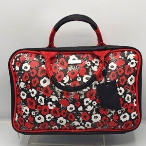 Jones New York Travel Toiletry Cosmetic  Case Make Up Bag Red & White Floral